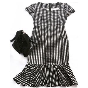 Knee Length Checkered Dress Figure Flattering